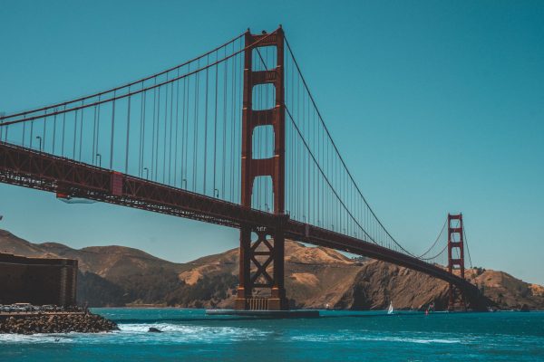 A beautiful shot of the Golden Gate Bridge with amazing clear blue sky